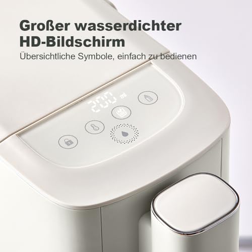 Bear 3-Liter-Heißwasserspender, 6 Temperaturvorwahlen, 2050 Watt Schnellkochfunktion, 5 Wassermengenoptionen, Mit Led-Nachtlicht Und Reinigungsprogramm, Energieeffizient, Digitaler Touchscreen