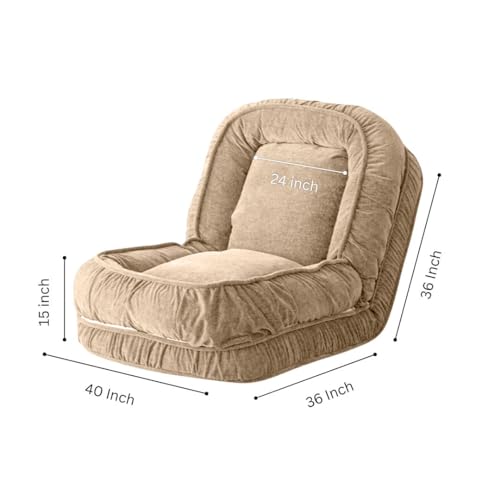 Image of 1 Seater Luxurious Human Dog Bed for People and Adults|Velvet Recliner Lounge Style Soft Human Dog Sofa with Plush Cushioning for Reading and Relaxation (Velvet Fabric, Beige)