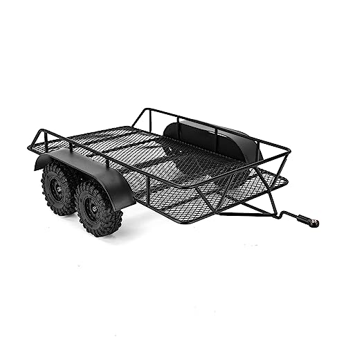 INJORA RC Trailer for Hauling Behind Car - Metal Hitch Mount Trailer for 1/18 RC Crawler TRX4M Defender Bronco K10 High Trail F150, 543g/each