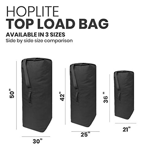 WHITEDUCK Hoplite Heavy Duty Canvas Top Load Bag, Extra Large Duffle Bag, Multipurpose, Top Load Bag, Military Cargo Army Duffle Top Load Bag with Snap-Closure Storm Flap (Black, Large 30