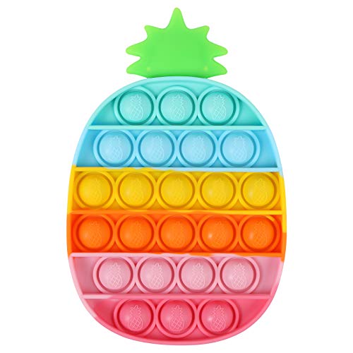 EVERMARKET Push Pop Bubbles Fidget Sensory Toys,Stress Reliever Silicone Squeeze Sensory Toy,Anxiety Relief Tools Educational Popping Game for Kids and Adult (Pineapple,Rainbow)