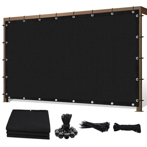 Sunocity 10'X 10' 90% Sun Shade Cloth Outdoor Patio Black Pergola Shades Cover Privacy Screen UV Block Porch Screens Canopy for Patio Outside Outdoor