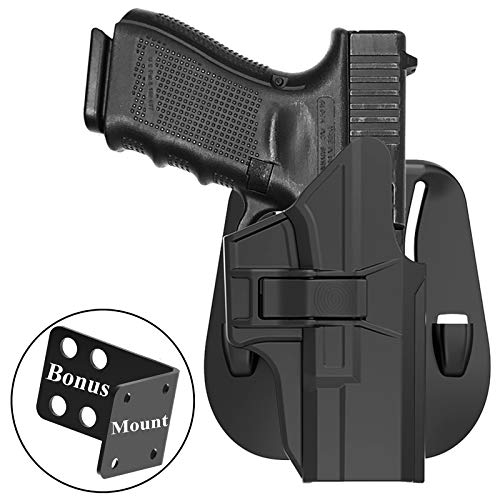 77GO OWB Paddle Holster for Glock 19 19X 23 32 45(Gen 1 2 3 4 5), Duty Belt Carry G19 Gun Holster, Adjustable Cant Tactical Holster & Quick Release - Right Handed