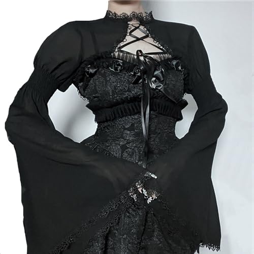 Image of TOMETO STAR Bolero Shrug Tops for Women Goth Flare Sleeve Shrugs