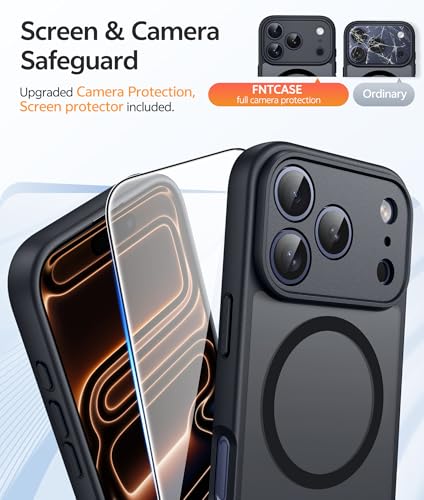 Image of FNTCASE for iPhone 17 Pro Max Case: [Compatible with Magsafe] Translucent Matte Cases with [Full Camera Protection] [Screen Protector] Military Grade Shockproof Protective Phone Cover - Black Circle
