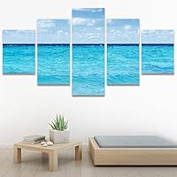 SIGNWIN 5 Panel Canvas Wall Art Modern Art Beach Coastal Expressive Global Multicolor Photography for Home Decorations Ready to Hang - 60