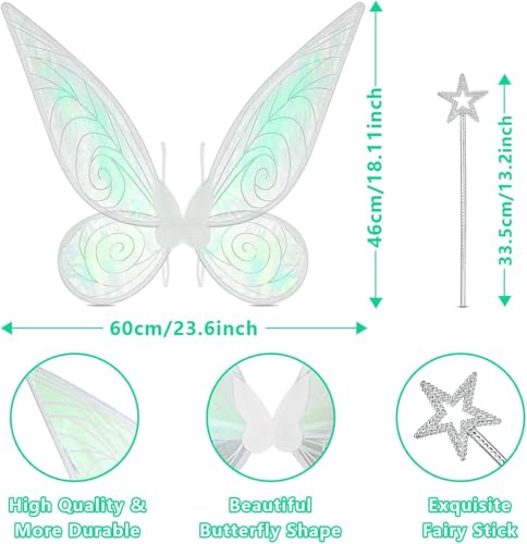 Orifinter Feenflügel Erwachsene, Schmetterlingsflügel Feen Kostüm Damen, Faschingskostüme Damen, Elfenflügel mit Feenstab für Karneval Halloween Kostüm Geburtstag Cosplay Comic Con Themed Party
