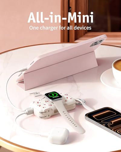 Image of RORRY Flow Portable Charger 10000mAh 40W Wall Plug Power Bank Battery Pack | Built-in USB-C Cable, Keychain Design, Fast Charging, for iPhone 17 /16 /15, Apple Watch, iPad, 3-in-1, Travel Essential