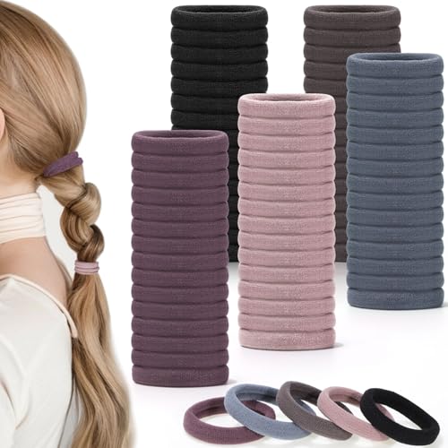100 Stück Haargummi Damen 5 Farben Haarbänder Nichtmetall Pferdeschwanzhalter Zopfgummi Elastisch für Mädchen und Frauen Jeden Haartypen