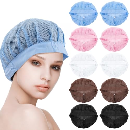 Framendino, 10 Pack Hair Net for Sleep Mesh Bonnets Adjustable Sleeping Nets Cap Curly Hairnet Women (5 Colors)