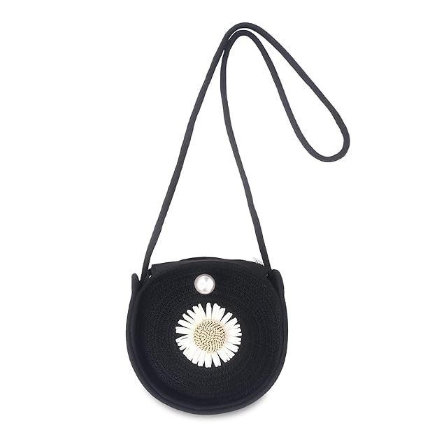 RAYSA Handicraft Womens Round (Gol) Sling Bag with Pompom | Girls Round Sling BagJute Handbag,Small Shopping Bag For Women,Ladies Shoulder Purse (BLACK) (B0CYWS8MMF) Amazon Price History, Amazon Price Tracker