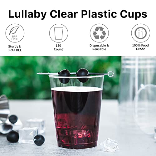 Lullaby 150 Pack 10Oz Clear Plastic Cups, Disposable Plastic Cups, Hard Plastic Party Cups/Cocktail Glasses For Parties, Wedding, Daily Use #TOP2
