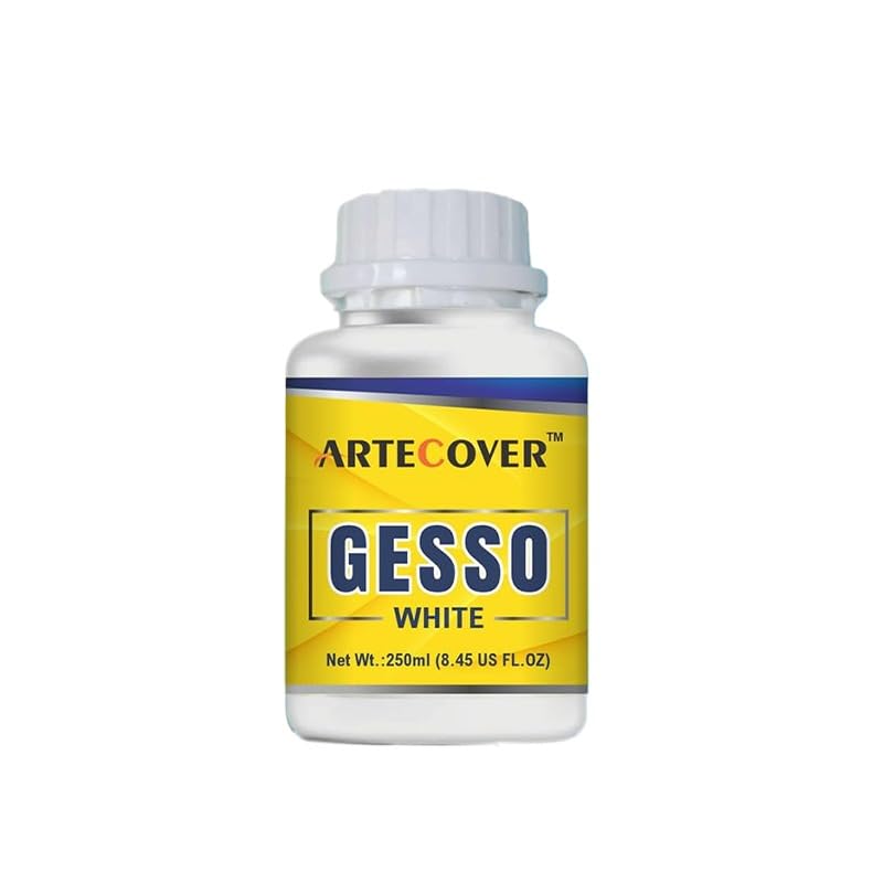 White Gesso For Canvas Oil Painting Art and Craft, DIY Paint, Rich Pigment, Non-Craking Paint for Canvas, Wood, Leather, Earthenware, Metal | White (Pack Of 1, 250Ml)