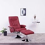 Farbe: Weinrot CASTLOVE Massagesessel mit Fu?hocker Weinrot Kunstleder