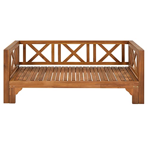 Quarte Outdoor Patio Extendable Sofa Set, Acacia Wood Sectional Furniture Set With Thick Cushions, Multifunctional Conversation Seat For Balcony, Backyard, Poolside #TOP4