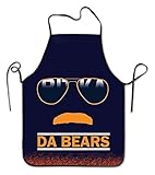 Da Bears Mustache Glasses Chicago Windy City Machine Washable Durable String Apron For Women&Men BBQ,Cooking,Working,Grilling,Baking,Crafting