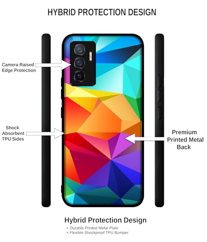 Image of Colorful Pattern Design Premium 2D Printed Metal Back Case Cover for Vivo V23E 5G / Y75 4G