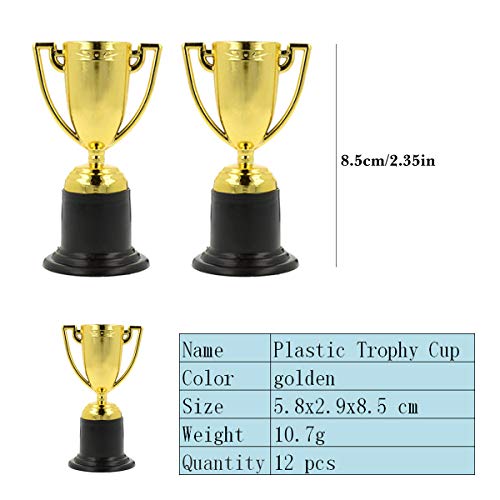 YuChiSX 24 Pcs Trophées Médailles Ensemble ,Lot de 12 Mini Trophées Dorés,12 Pcs Vainqueur Médailles Idéal comme Cadeau… - Image 3