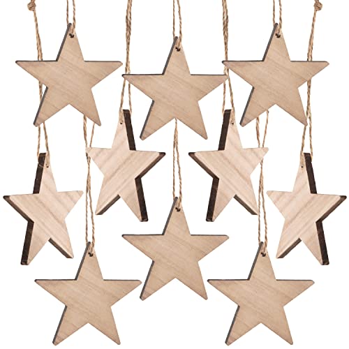 Holzanhänger Sterne, 10 Stück: Große Weihnachtsanhänger Stern, Geschenkanhänger Holz Weihnachten, Anhänger Geschenke, Weihnachtsbaum & Zweige, Christbaumschmuck, Geschenk Klein, Weihnachtsdeko, 15 cm