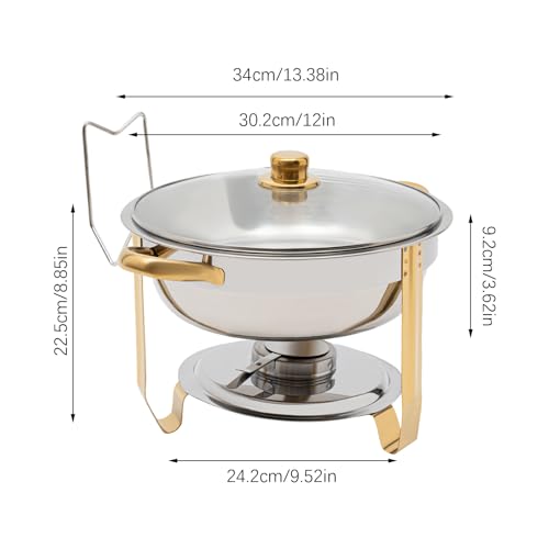 MBUYI Chafing Dish Edelstahl 5 Liter Warmhaltebehälter Essen, Wärmebehälter für Speisen, Speisenwärmer | Wärmebehälter | Buffetwärmer | Bain Marie für Catering, Buffet und Party – Bild 4