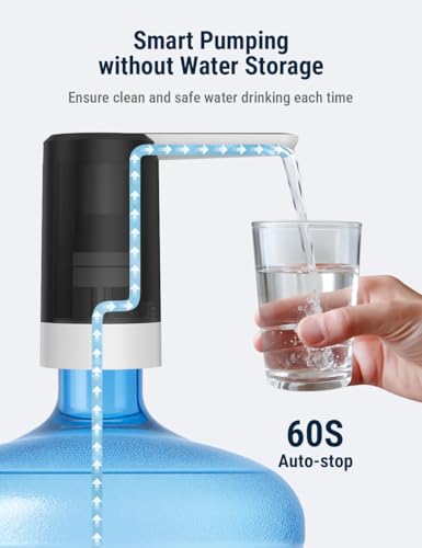 Image of COSTAR Portable Water Dispenser Pump for 20 Litre Bottle, Mini Water Pump with Removable Spout, USB Rechargeable Water Dispenser for Home with Low Noise | High Efficiency (Kingfisher 4), Black