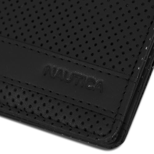 Image of Nautica Men's Bifold Leather Wallet | RFID Blocking | ID Window | Card Slots | Organization | Durable | Stylish