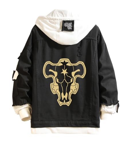 Anime Hoodie Denim Jacket Unisex Ripped Jean Coat Cosplay Pullover Hooded Sweatshirt