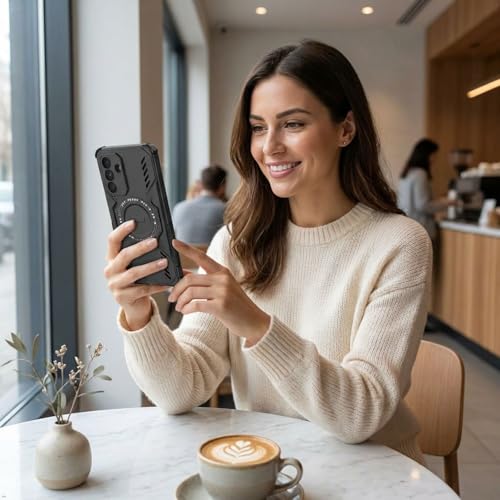 Image of ShieldTech Back Cover Case for Samsung Galaxy A37 5G | 360 Protection Mobile Phone Case | Mag-Safe | Camera Protection | Samsung Galaxy A37 Back Case Cover | Samsung Galaxy A 37 5+G - Black TPU + PC