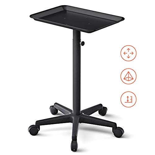 Tasalon Salon Tray On Wheels - Aluminum Instrument Tattoo Tray With Wheels - Adjustable Salon Service Rolling Tray Hairstylist For Dental Carts Hairdresser Cart With Wheels - Hairstylist Cart - Black #TOP7