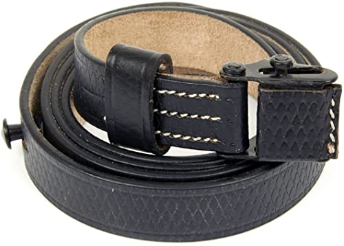 CALYX German WWII MP 40 SMG Black Leather Sling- MP40, MP-40, MP 38 World War Reproduction (Black)