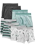 Simple Joys by Carter's Ropa Interior Niño niños pequeños, Pack de 8, Gris, Dinosaurio/Rayas, 6-7 años