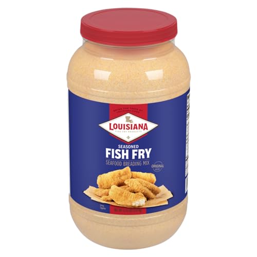 Louisiana Fish Fry Seasoned Fish Fry Seafood Breading Mix 1 Gallon (Pack of 1) - Season and Cook All Your Fish, Shrimp, Oysters, Vegetables, and More to Crispy Perfection (Gift Set)