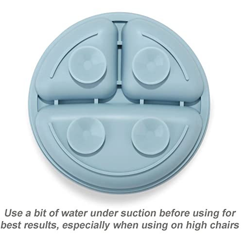 Image of PandaEar 3 Pack Toddler Plates, Silicone Divided Suction Plate for Babies, BPA-Free 100% Food-Grade Silicone Unbreakable Baby Plate (Blue)
