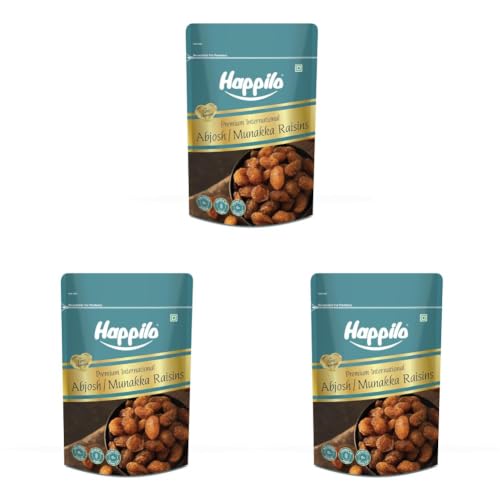 Image of Happilo Premium Abjosh Munakka 200g | Large Golden Raisins | Premium Kishmish /Kismis | Naturally Sweet, Healthy Dry Fruits | Rich in Antioxidants & No Artificial Flavours (Pack of 3)