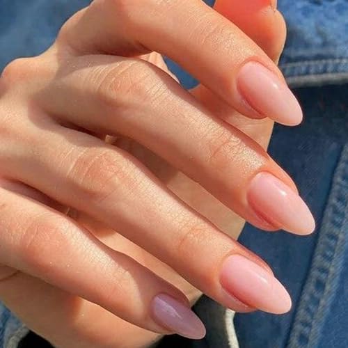 GLAMERMAID Press on Nails Short Almond, Spring Summer Handmade Nude Jelly Gel Glue on Nails, Glossy Short Stiletto UV Finish Fake Nail Acrylic False Nails Manicure Kits for Women Gift - Image 7
