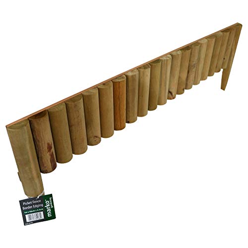 Marko Gardening 1M Log Roll Border Fixed Picket Fence Edge Garden Outdoor Lawn Edging (Pack of 4)