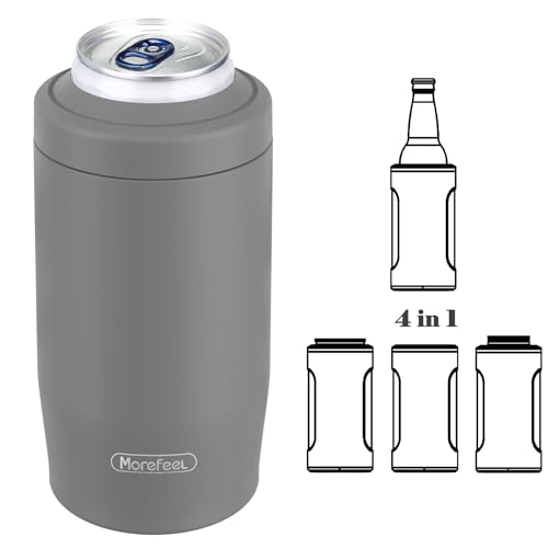 Image of Morefeel 4-in-1 Insulated Can Cooler for 12 oz Cans & Bottles | 304 Stainless Steel Can Holder Fits 12 Oz Slim Cans, Standard Cans, Beer Bottles & Works as A Open Cup; Dishwasher Safe