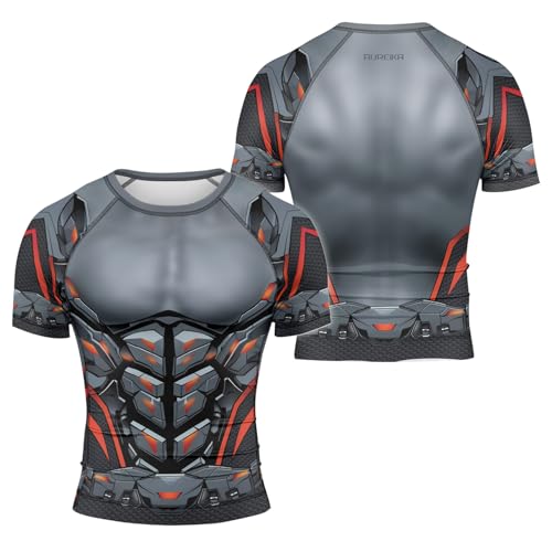Cyber Short Sleeve Compression Shirt – Jiu Jitsu Rash Guards for Men, BJJ MMA Workout Gear