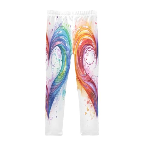 Bolaz Toddler Girls Leggings Printed Yoga Pants Leggings Orange Blue Heart for Kids2