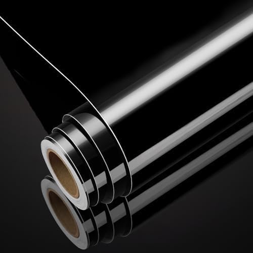 Yenhome Self Adhesive Gloss Black Vinyl Wrap 40x500cm Contact Paper Waterproof for Furniture Countertop Peel and Stick Wallpaper Gloss Vinyl Wrap Sticky Back Plastic Fridge Dishwasher Appliances