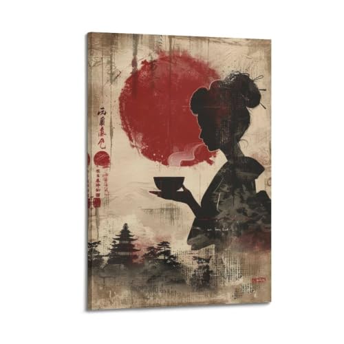 Art Ukiyo-E Geisha sur toile pour masquer un mur vide avec elegance et style