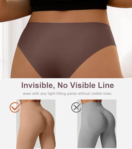 Image of DEANGELMON Seamless Underwear for Women No Show Bikini Panties Comfortable Stretch Invisible Ladies Hipster Briefs