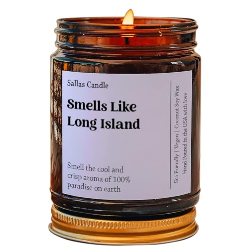 Smells Like Long Island Soy Wax Candle, Long Island New York Candle, Moving to Long Island Gift, Long Island Gift, Eco Friendly 4Oz 9Oz Amber Candle 9 Scent Options