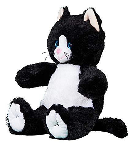 Teddy Mountain Cat Kitten Teddy Bear w/ a Free Tee Shirt DIY Stuffed Plush Teddy Bear Birthday Party Kit Make - Build Your Own Bear No Sewing Arts and Craft kit for Kids (Black, 16 Inch DIY Cat)