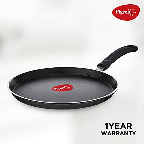 Pigeon-by-Stovekraft-Special-Non-Stick-Aluminium-Flat-Tawa-Black-27cm Pigeon Special Non Induction Base Aluminium Non Stick Flat Tawa, 270mm, Cookware with 3mm width, Black