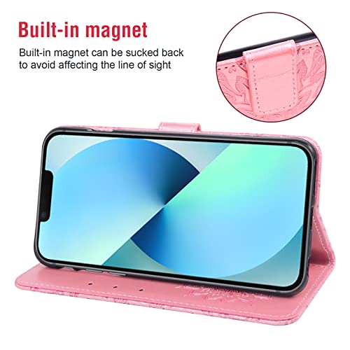 Phone Case for iPhone 13 Mini 5.4 inch Wallet Cases with Tempered Glass Screen Protector and Leather Slim Flip Cover Card Holder Stand Cell Accessories iPhone13mini i iPhone13 13mini Women Rose Gold - Image 4
