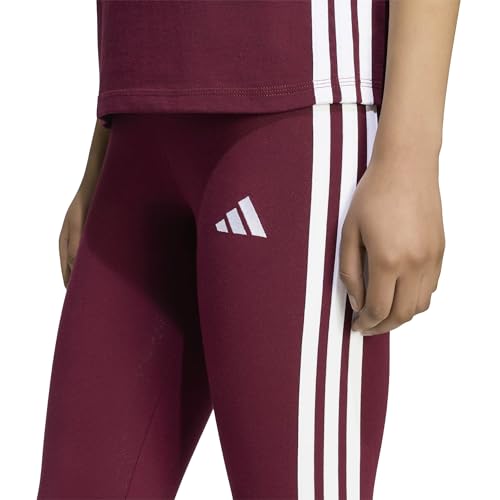 adidas Damen Essentials 3-Stripes Cotton Leggings Tights, maroon/white, L – Ansicht 4