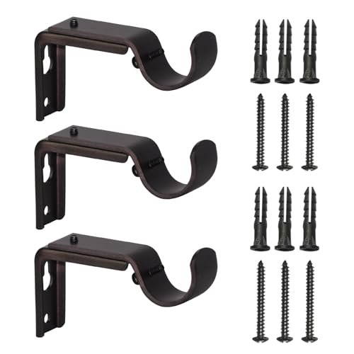 eletriace Lot de 3 supports de tringle à rideaux – Matériel de fenêtre réglable et robuste pour tringles à rideaux de 2,5 cm de diamètre, support mural...