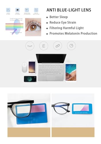 Image of OUWEN Retro Cat Eye Blue Light Blocking Glasses for Men Women, Anti EyeStrain & UV Glare Computer Gaming Eyeglasses OW2242