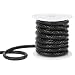 PandaHall 1 Roll 5mm Round Folded Bolo Fold Braided Leather Cords for Necklace Bracelet Jewelry 4m per Roll Black